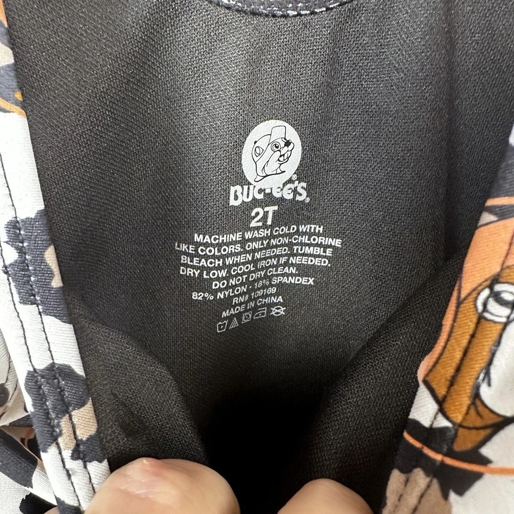 Buc-ee's 2T Baby Girl Leopard Print Beaver Logo Swimsuit‎ Ruffles & Bow